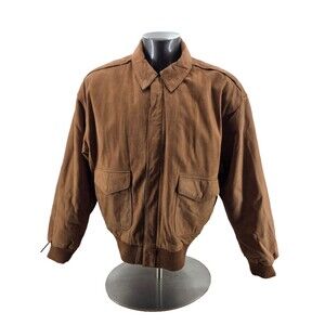 Vintage Studio Mens Luis Alvear Brown lined Leather Bomber Jacket Men's XL